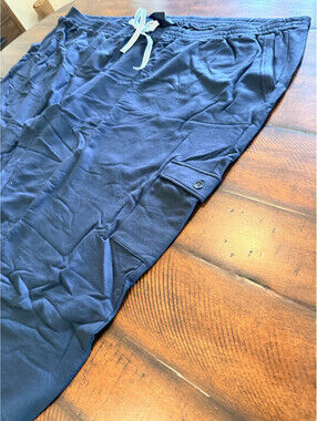 Susan Graver Weekend Brushed Back Knit Cargo Pants Black Petite 5X